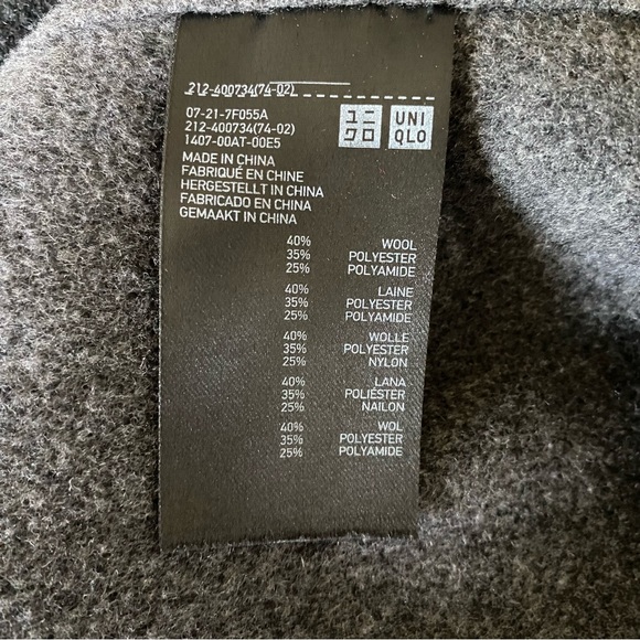 Uniqlo Double Face Collarless Grey Wool Coat - Picture 9 of 9